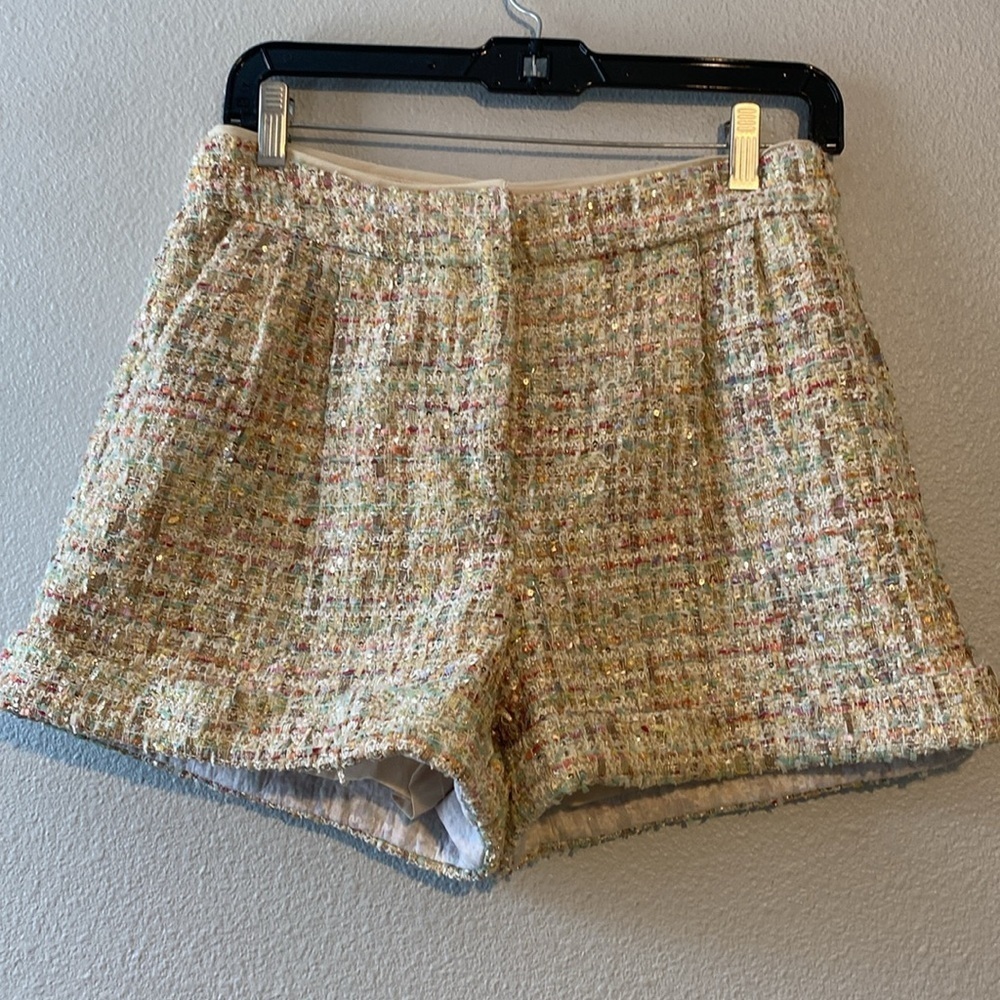 Sequin Tweed Novelty Button Cropped Bomber Jacket and shorts set - Picture 7 of 17